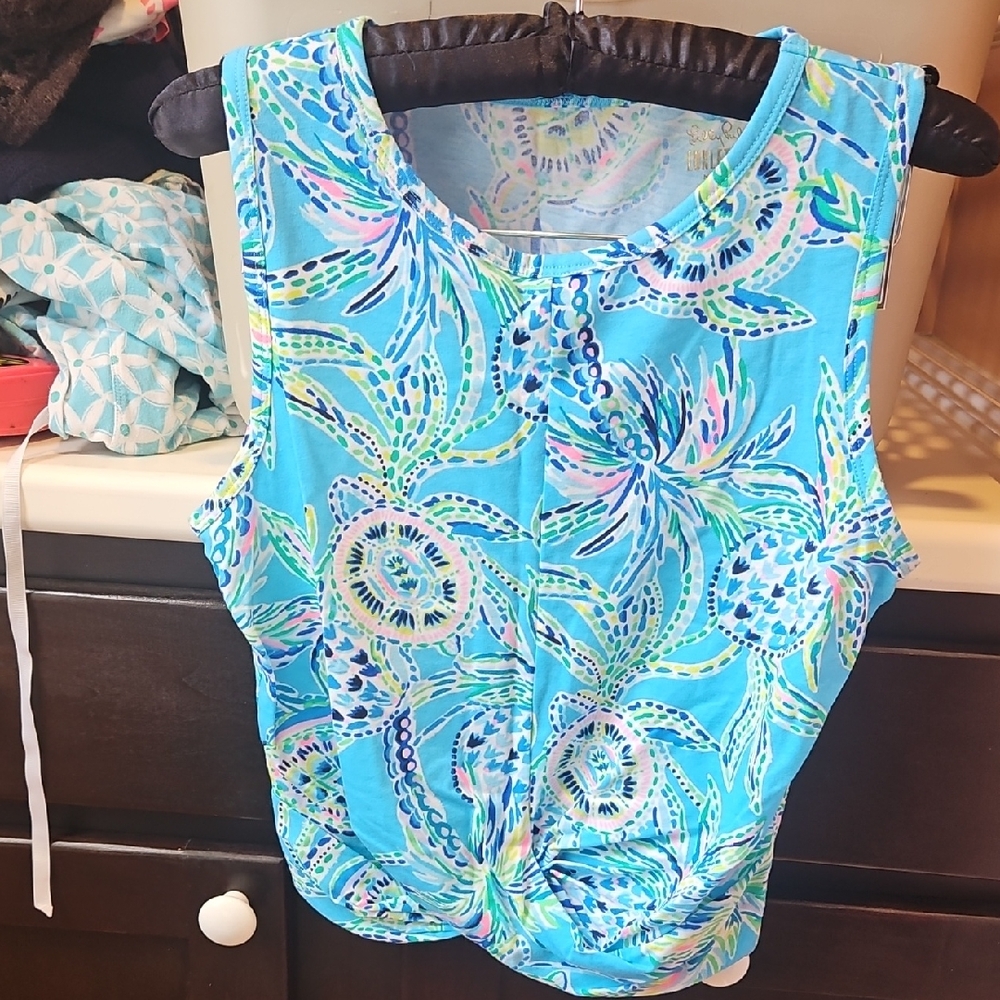 Lilly Pulitzer Blue Sleeveless Luxletic Tank Top